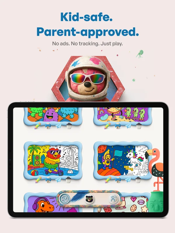 ColorCub gallery of saved coloring pages on iPad